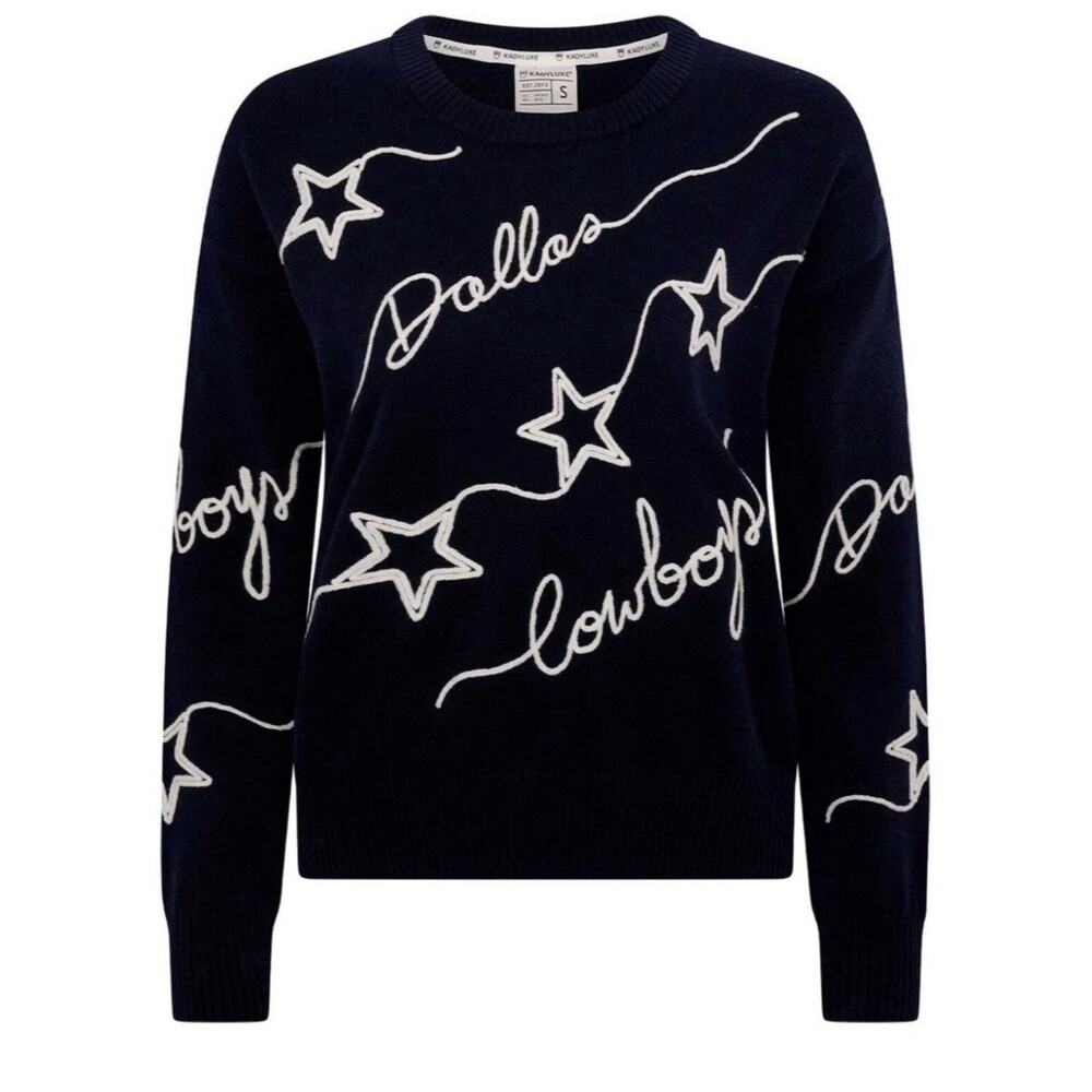 Women's Navy Dallas Cowboys Love Letter Pullover Sweater Size XXL